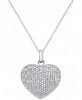 Diamond Pave Heart Locket Pendant Necklace (2 ct. t. w. ) in Sterling Silver