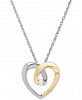 Diamond Accent Heart Pendant Necklace in Sterling Silver and 14k Gold