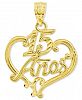 14k Gold Charm, Diamond-Cut 15 Anos Heart Charm
