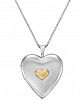Double Heart Locket in Sterling Silver and 14k Gold