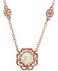 Opal (1/2 ct. t. w. ) with Diamond Accent Filigree Floral 17" Pendant Necklace in 14k Rose Gold