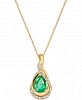 Emerald (5/8 ct. t. w. ) and Diamond Accent Pendant Necklace in 14k Gold