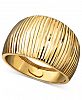 14k Gold Ring, Diamond Cut Cigar Band