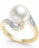 Cultured Freshwater Pearl (10mm) and Diamond (1/6 ct. t. w. ) Ring in 14k Gold