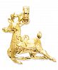 14k Gold Charm, Polished Reindeer Charm
