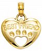 14k Gold Charm, Best Friend Paw Heart Charm