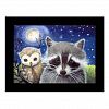 Sweet Raccoon and Owl Art Postcard