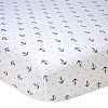 100% Cotton, Allover Grey Anchor & Polka Dot Print on White Fitted Crib Sheet by Nautica