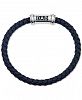 Men's Black Sapphire Accent Leather "Dad" Bracelet in Stainless Steel