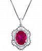 Lab-Created Ruby (1-7/8 ct. t. w. ) and White Sapphire (3/4 ct. t. w. ) Pendant Necklace in Sterling Silver