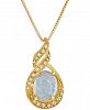 Lab-Created Opal (1 ct. t. w. ) and White Sapphire (1/5 ct. t. w. ) Pendant Necklace in 14k Gold-Plated Sterling Silver