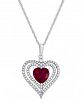 Lab-Created Ruby (2-1/5 ct. t. w. ) and White Sapphire (1/2 ct. t. w. ) Heart Pendant Necklace in Sterling Silver