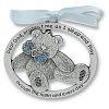 SWEET TEDDY BEAR Crib Medal for Baby BOY Crib Medal with Verse 4" PEWTER Finish - CHRISTENING/SHOWER GIFT/Baptism KEEPSAKE/with BLUE RIBBON - INFANT - Newborn