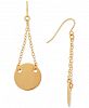 Chain and Disc Drop Earrings in 14k Gold