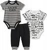 Calvin Klein Baby Boys' 3 Pieces Bodysuit Pant Set, Black/White, 18M