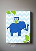 MuralMax - The Best Friends Elephants & Owl Collection - Chevron Canvas Nursery Art - Size - 16 x 20