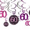 Amscan Sparkling Celebration 60th Birthday Swirl Decorations (Pack of 12) (One Size) (Black/Pink)