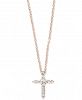 Pave Rose by Effy Diamond Cross Pendant Necklace (1/5 ct. t. w. ) in 14k Rose Gold