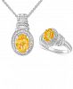 Citrine (2-1/10 ct. t. w. ) & Diamond Accent Pendant Necklace and Matching Ring in Sterling Silver