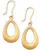 Matte Finish Teardrop Drop Earrings in 10k Gold