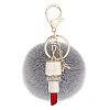 Ayiqi Solid Color Rabbit Plush Ball Lipstick Pendant Keychain Fluffy Handbag Charm Key Ring Car Key Decoration (Color 11)