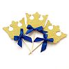 Crown Cupcake Toppers, 12 Pack Crown Boy Birthday Party Cupcake Topper, Royal Prince Baby Shower Decorations, Gold Crown Cupcake Toppers with Blue Bow, King Prince Baby Shower Decorations