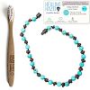 Healing Hazel + baltic bébé – 100% Certified Baltic Amber Pop Clasp Baby Necklace with Gemstones, Turquoise, 10.5 inches (Reduce Drooling & Teething Pain) Bundle with Kids Bamboo Toothbrush