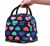 TOPWEL Polyester Waterproof Cute love heart design Lunch Bag Tote Bag Lunch Organizer Lunch Holder Lunch Container (Black)