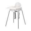 Ikea Antilop Highchair with Tray, safety Belt, White, Silver Color and Antilop Highchair White
