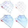 Zippy Fun Bandana Dribble Bibs for Baby Boys and Toddlers (Blue and white set, pack of 4)