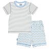 Kushies L15382439 Geo Baby T-Shirt and Short Set, Lt. Grey