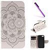 iPhone 7 Walle Case, iPhone 7 Cover, LEECO [Credit Card Holder Slot Cover] with Soft Inner Silicone Bumper Stand Protective PU Cover Case for Apple iPhone 7 4.7 inch (2016), White Flowers