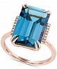 Effy London Blue Topaz (9-3/4 ct. t. w. ) & Diamond Accent Ring in 14k Rose Gold
