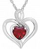 Rhodolite Garnet (1-3/8 ct. t. w. ) & Diamond Accent Heart Pendant Necklace in Sterling Silver