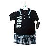 US POLO 2 PIECES BABY SET 12-24 MONTHS (12 MONTHS, NAVY/CHECKS)