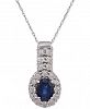 Sapphire (1-1/5 ct. t. w. ) & Diamond (1/4 ct. t. w. ) Pendant Necklace in 14k White Gold