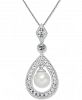 Cultured Freshwater Pearl (7mm) & White Topaz (1 ct. t. w. ) Teardrop Pendant Necklace in Sterling Silver