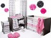 Bacati Ikat Pink/Grey 4 Crib Set with 2 Muslin Blankets