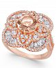 Simulated Morganite & Cubic Zirconia Filigree Floral Ring in 14k Rose Gold-Plated Sterling Silver
