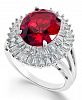 Simulated Ruby & Cubic Zirconia Double Halo Ring in Sterling Silver