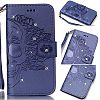 Prettyping01 Skull Series Embossing Diamonds PU Leather Case Wallet Flip Stand Flap Closure Case Cove for iPhone 5S (Blue)