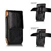 iPhone7 Plus Pouch Case, Leather Vertical Cover Crazy Horse with Belt Clip Buckle Magnetic Closure for 5.5” Phones (5.5" Black)