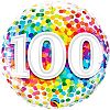 Qualatex 18 Inch 100th Birthday Rainbow Confetti Circle Foil Balloon (One Size) (Multicolored)