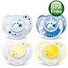 Philips Avent BPA-Free 0-6 Months Night Time Newborn Pacifiers - 4 Pack, Blue/Yellow