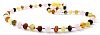 Raw Baltic Amber Teething Necklace made with Rose Quartz Beads - Size 11 inches (28 cm) - Unpolished Multicolor Baltic Amber Beads - BoutiqueAmber (11 inches, Raw Multi / Quartz)