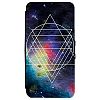 Image Of Sacred Geometry Pattern in White over Space Background Samsung Galaxy S8 Leather Flip Phone Case