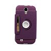Lucky TECH 360 Rotating Vegan PU Leather Case Stand For Samsung Galaxy S4 SIV i9500, Case for Galaxy S4 with Swivel Stand (PURPLE)
