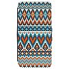 Image Of Pixelated Ethnic Pattern with Reds and Blues Apple iPhone 7 Leather Flip Phone Case
