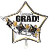 Anagram Graduation Hats And Scroll Garland Supershape Foil Balloon (One Size) (Silver/White)