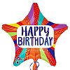 Anagram 18 Inch Happy Birthday Striped Star Foil Balloon (One Size) (Multicolored)